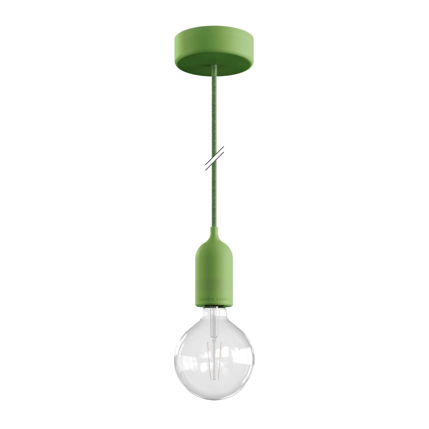 EIVA PASTEL - Voděodolná závěsná lampa IP65 s 150 cm textilním kabelem a silikonovým baldachýnem
