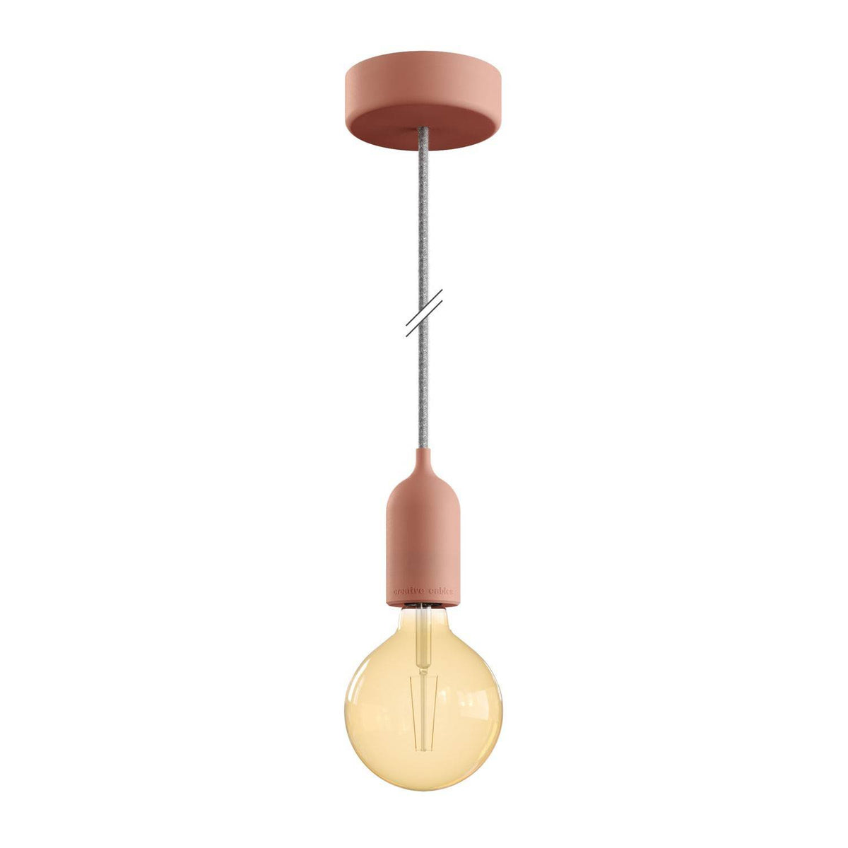 EIVA PASTEL - Voděodolná závěsná lampa IP65 s 150 cm textilním kabelem a silikonovým baldachýnem