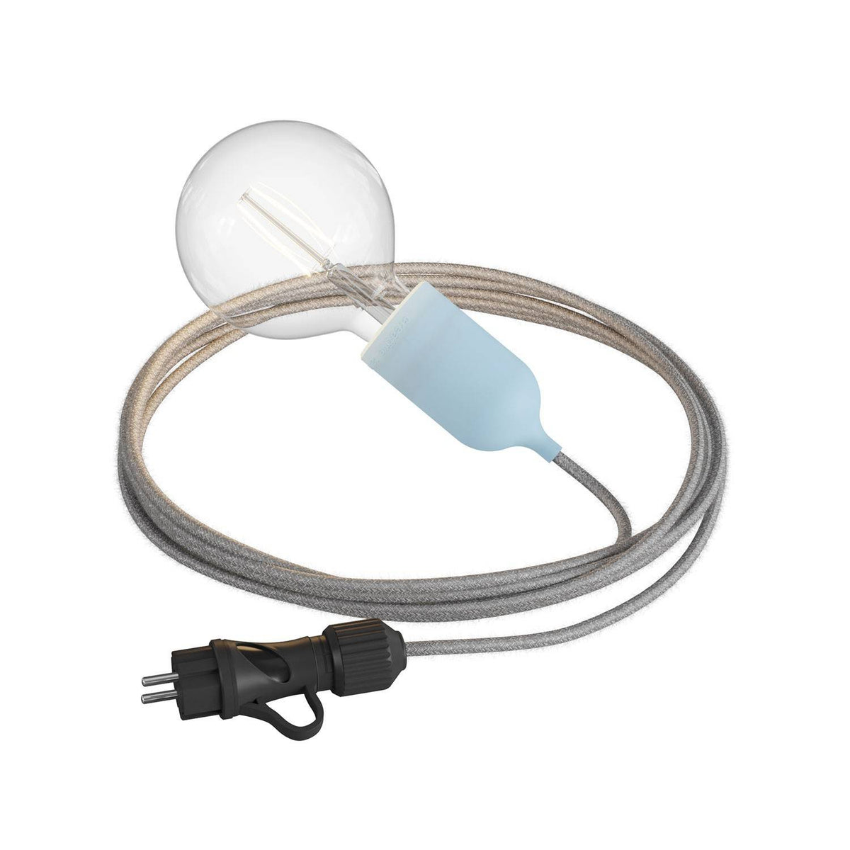 Eiva Snake Pastel, přenosná venkovní lampa s 5 m textilním kabelem a vodě odolnou objímkou IP65