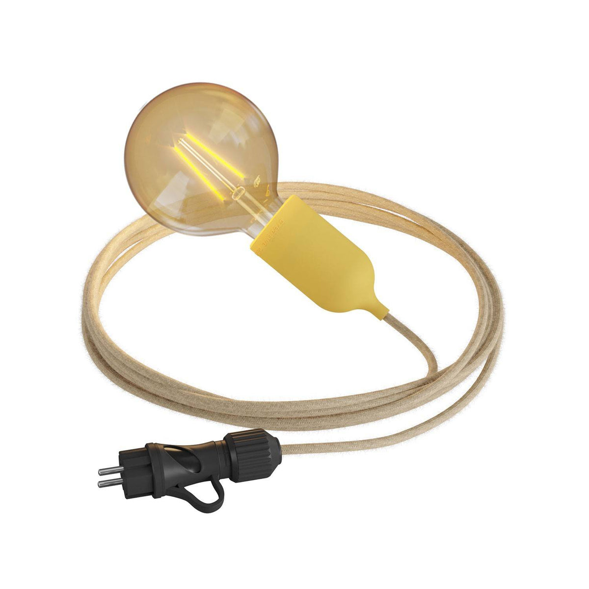 Eiva Snake Pastel, přenosná venkovní lampa s 5 m textilním kabelem a vodě odolnou objímkou IP65