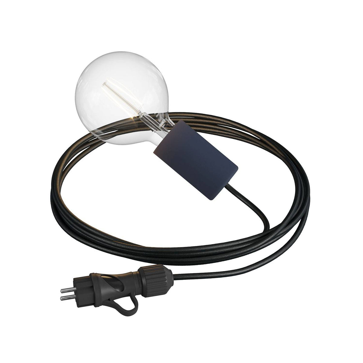 Eiva Snake Elegant, venkovní lampa s 5 m textilním kabelem a voděodolnou objímkou IP65