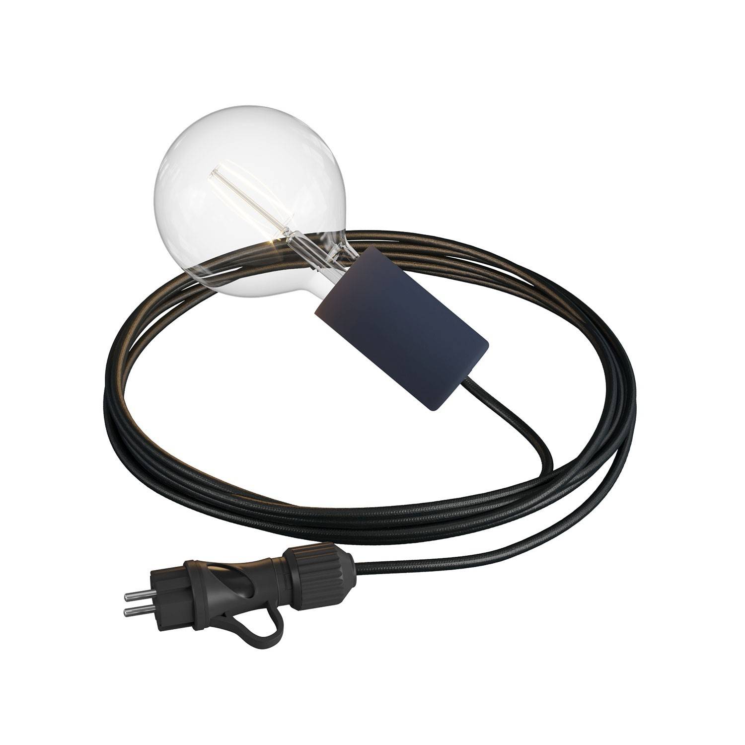 Eiva Snake Elegant, venkovní lampa s 5 m textilním kabelem a voděodolnou objímkou IP65