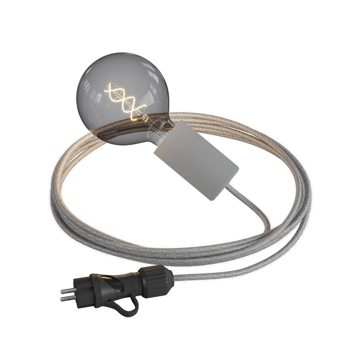 Eiva Snake Elegant, venkovní lampa s 5 m textilním kabelem a voděodolnou objímkou IP65