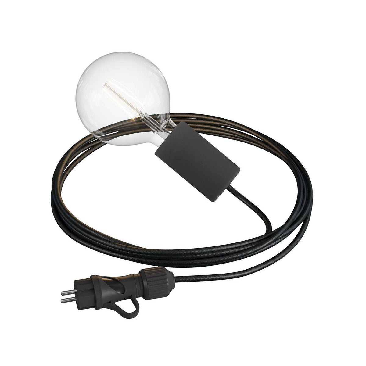 Eiva Snake Elegant, venkovní lampa s 5 m textilním kabelem a voděodolnou objímkou IP65