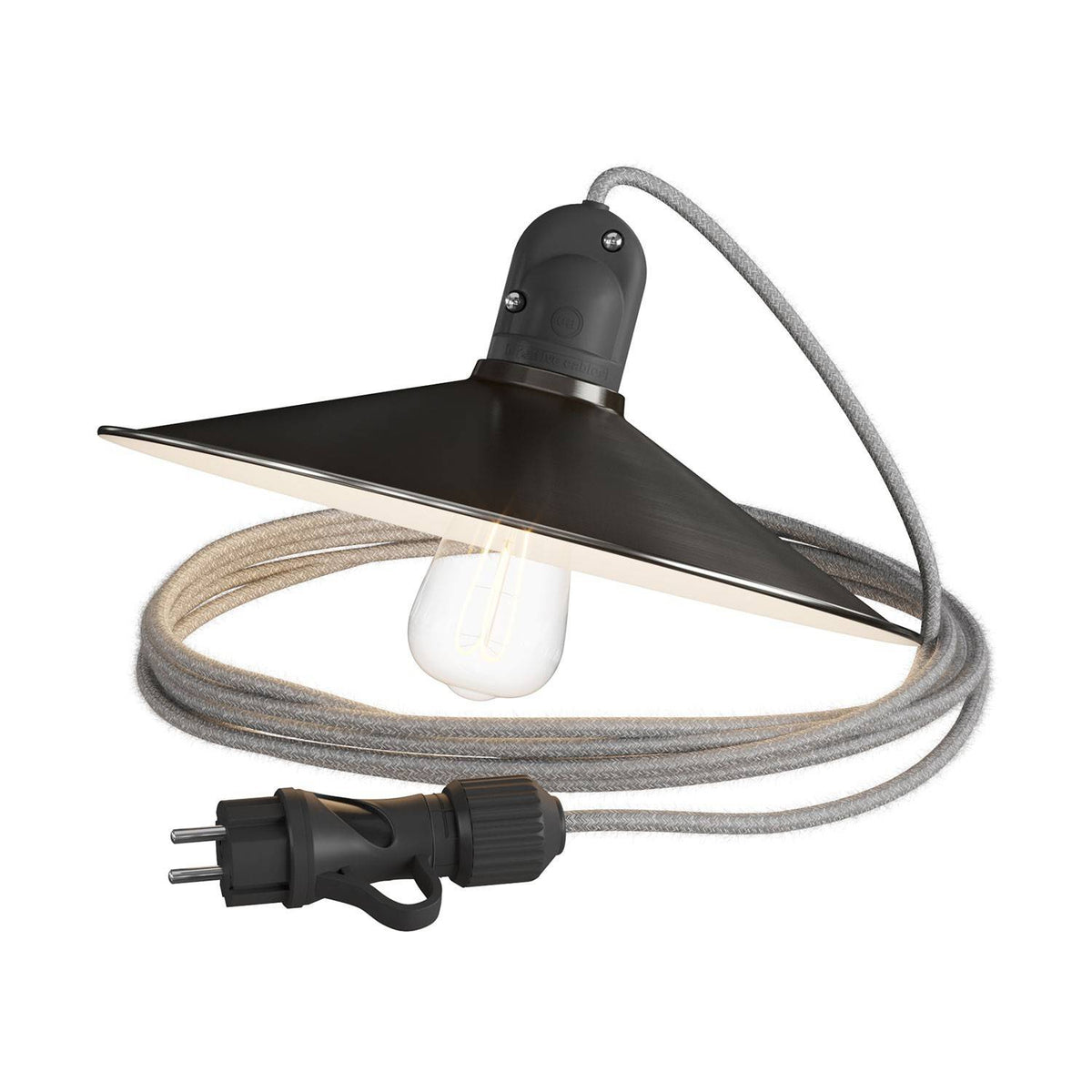 Eiva Snake Swing - přenosná venkovní lampa s 5 m textilním kabelem a voděodolnou objímkou IP65