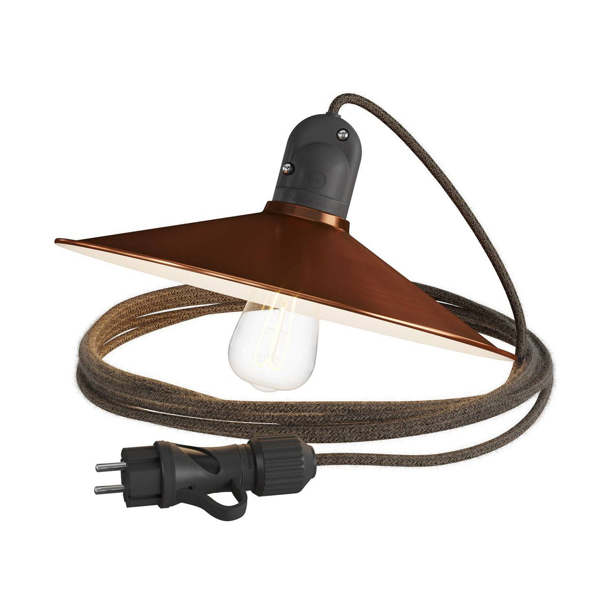 Eiva Snake Swing - přenosná venkovní lampa s 5 m textilním kabelem a voděodolnou objímkou IP65