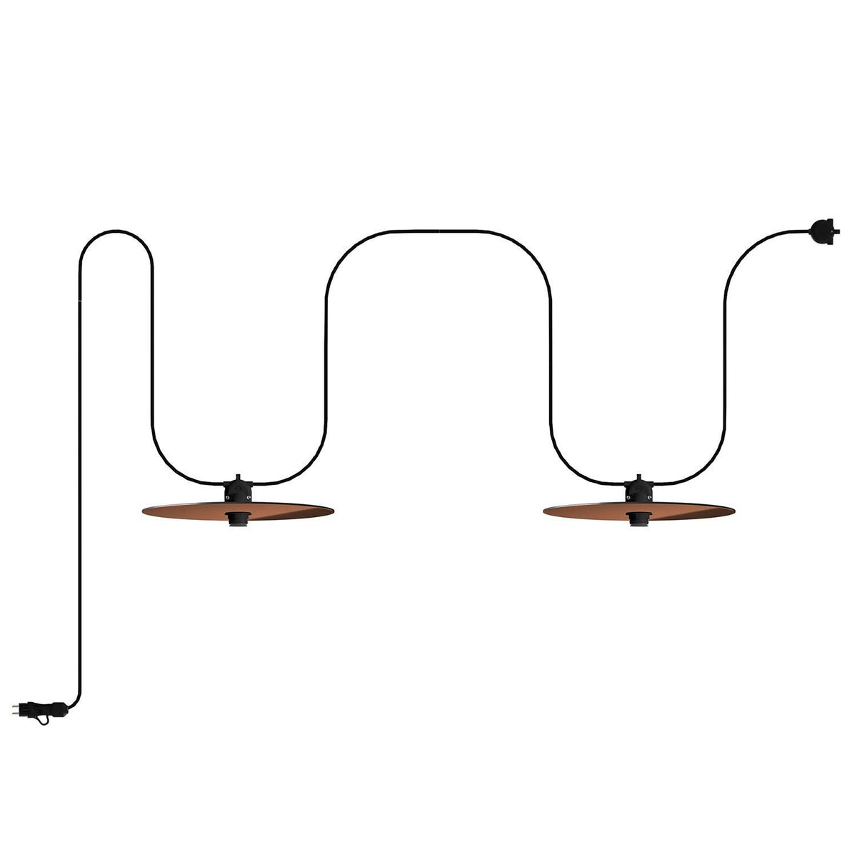 EIVA přenosný venkovní světelný řetěz IP65, 560 cm, 2 stínidla ø 400 mm