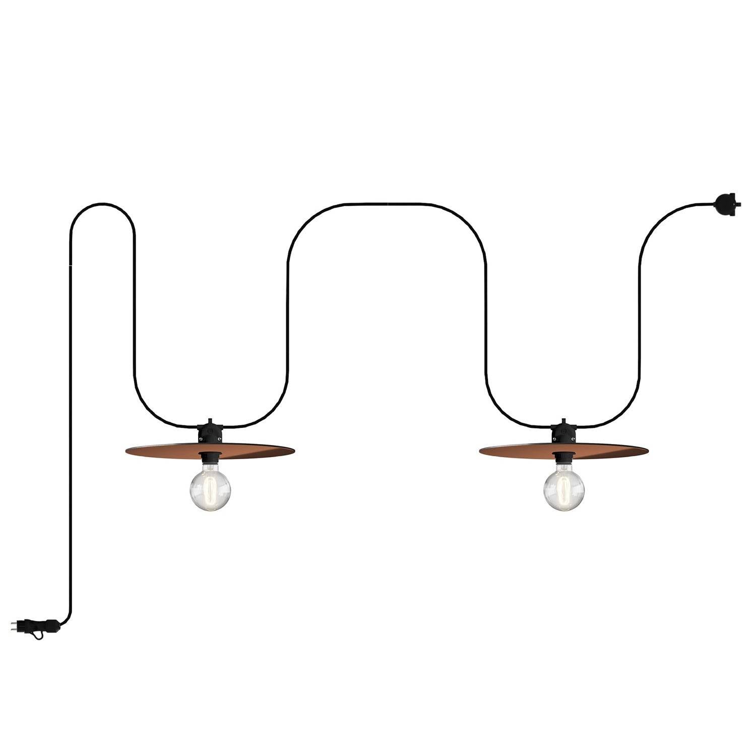 EIVA přenosný venkovní světelný řetěz IP65, 560 cm, 2 stínidla ø 400 mm