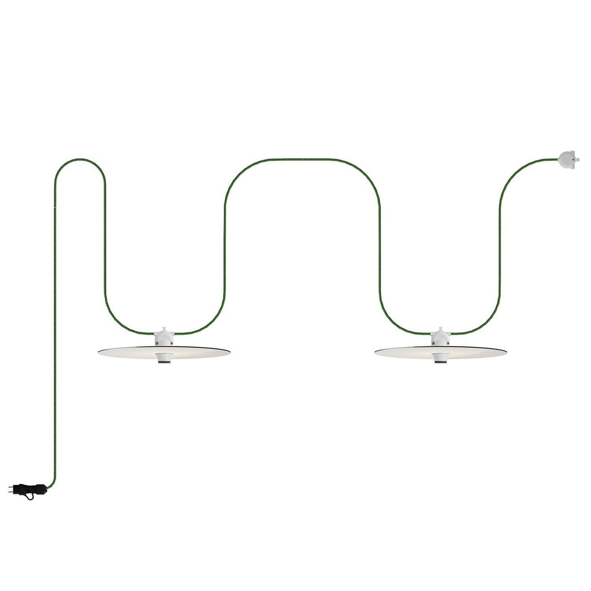 EIVA přenosný venkovní světelný řetěz IP65, 560 cm, 2 stínidla ø 400 mm