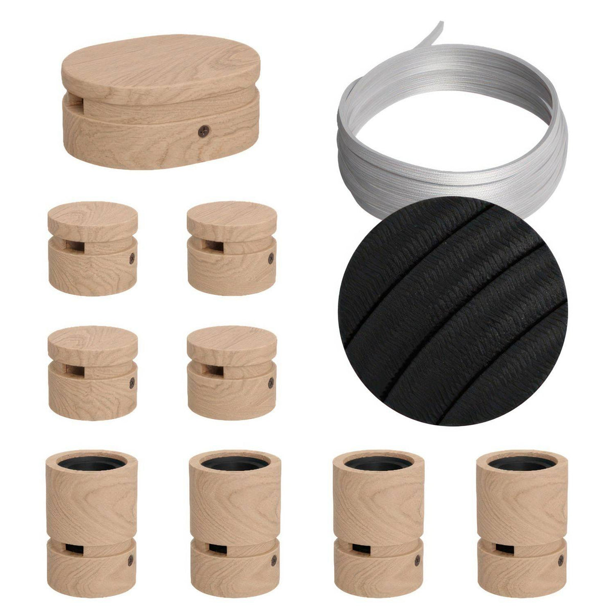 Filé systém - dřevěná sestava pro symetrickou instalaci s 5 m kabelem