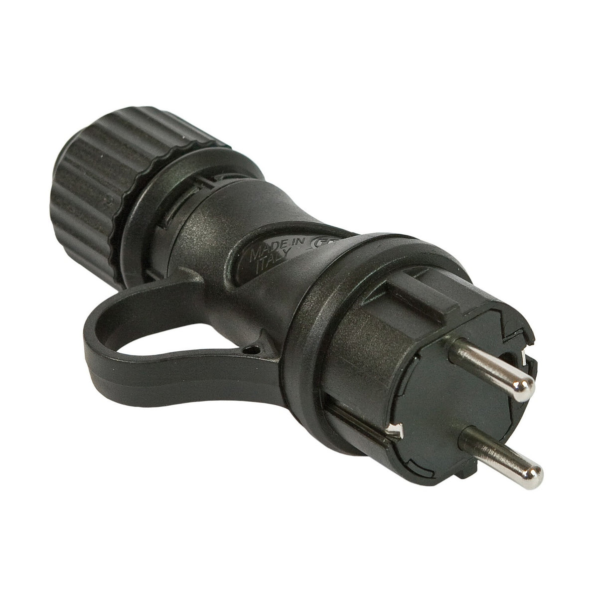 Černá Schuko zástrčka 16A 250V IP44 z technopolymeru pro systém EIVA