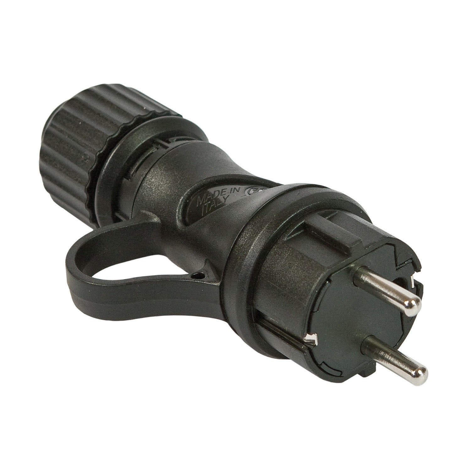 Černá Schuko zástrčka 16A 250V IP44 z technopolymeru pro systém EIVA