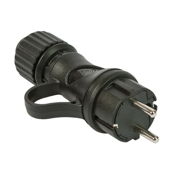 Černá Schuko zástrčka 16A 250V IP44 z technopolymeru pro systém EIVA