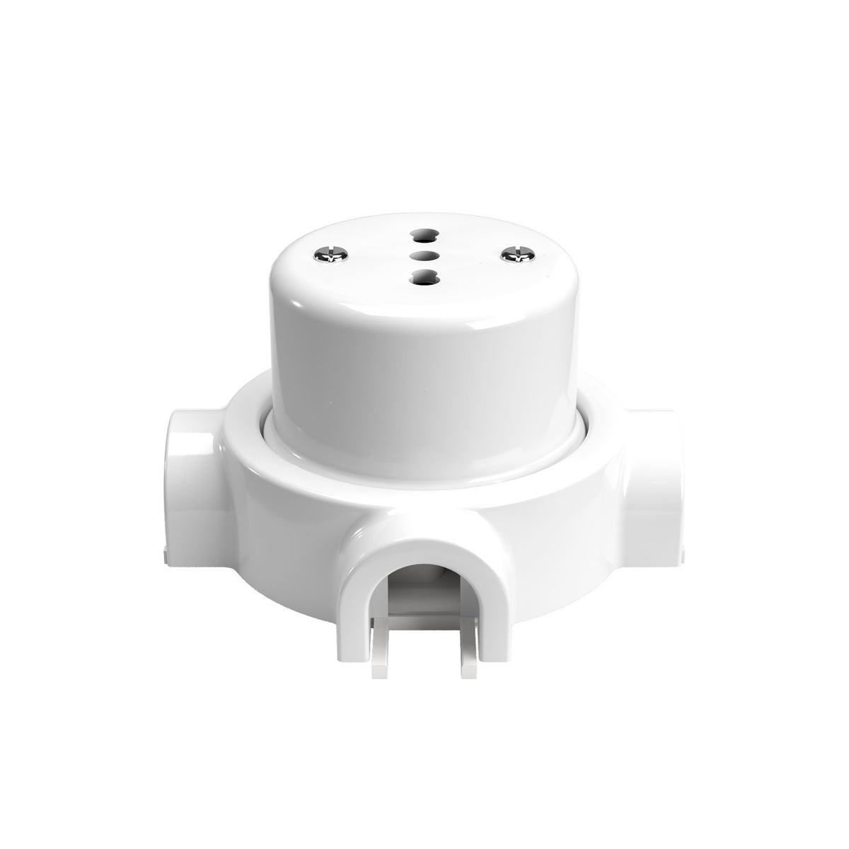 Sada italských porcelánových dvoupólových zásuvek 10/16A, bílá/černá, Ø 65 mm
