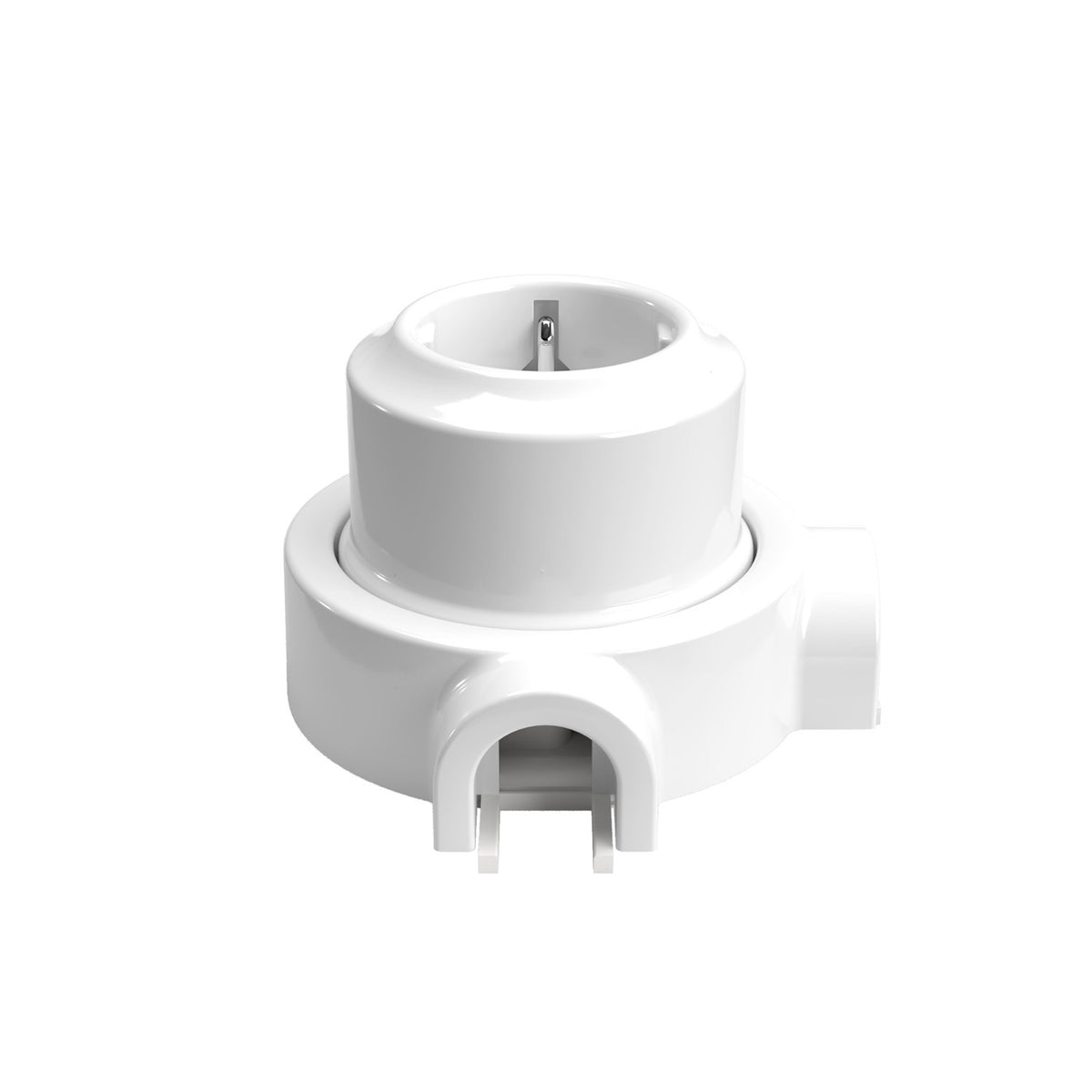 Stěnová zásuvka Schuko 16A z porcelánu, průměr 65 mm, bílá/černá