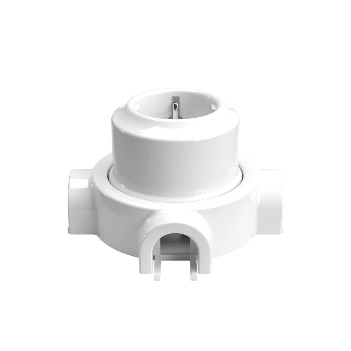 Stěnová zásuvka Schuko 16A z porcelánu, průměr 65 mm, bílá/černá