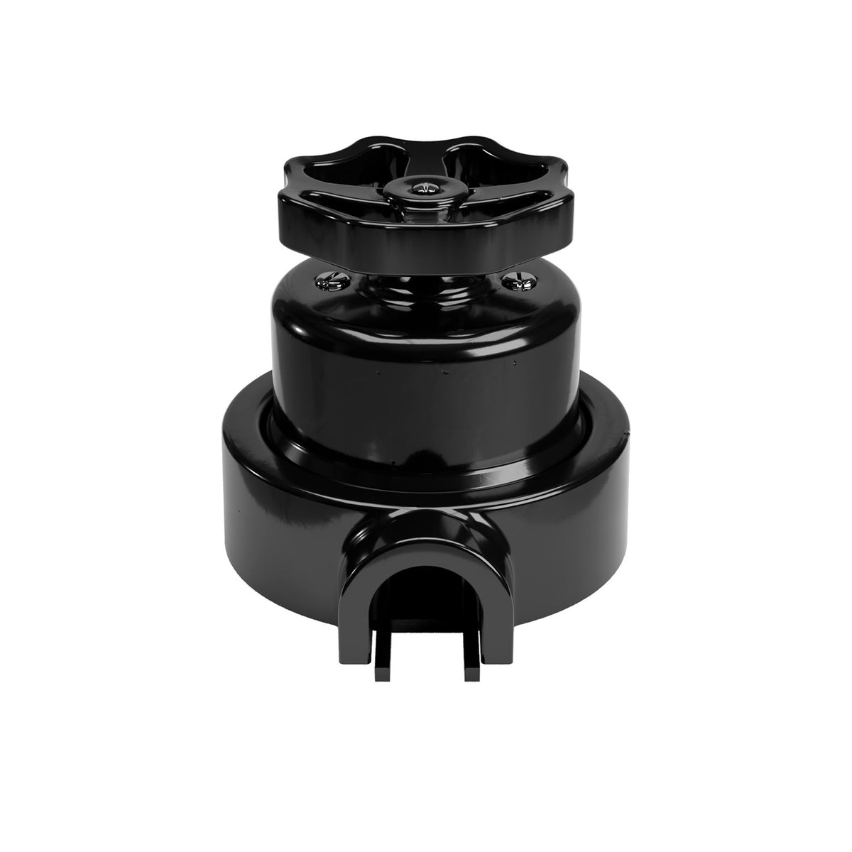 Sada spínače/přepínače s knoflíkem a základnou pro Creative-Tubes, černý porcelán, Ø 66,5 mm, 10AX250V