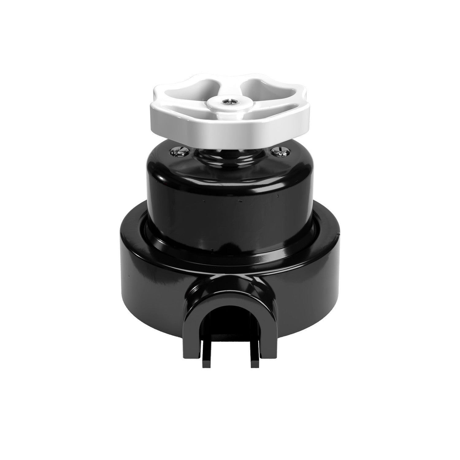 Sada spínače/přepínače s knoflíkem a základnou pro Creative-Tubes, černý porcelán, Ø 66,5 mm, 10AX250V