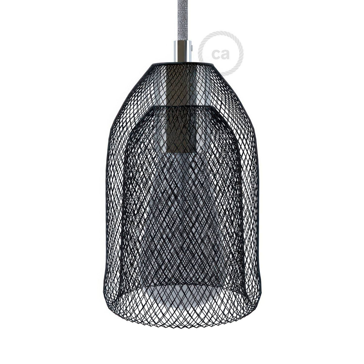 Kovové klecové stínidlo Ghostbell E27, černý lakovaný kov, šířka 125 mm