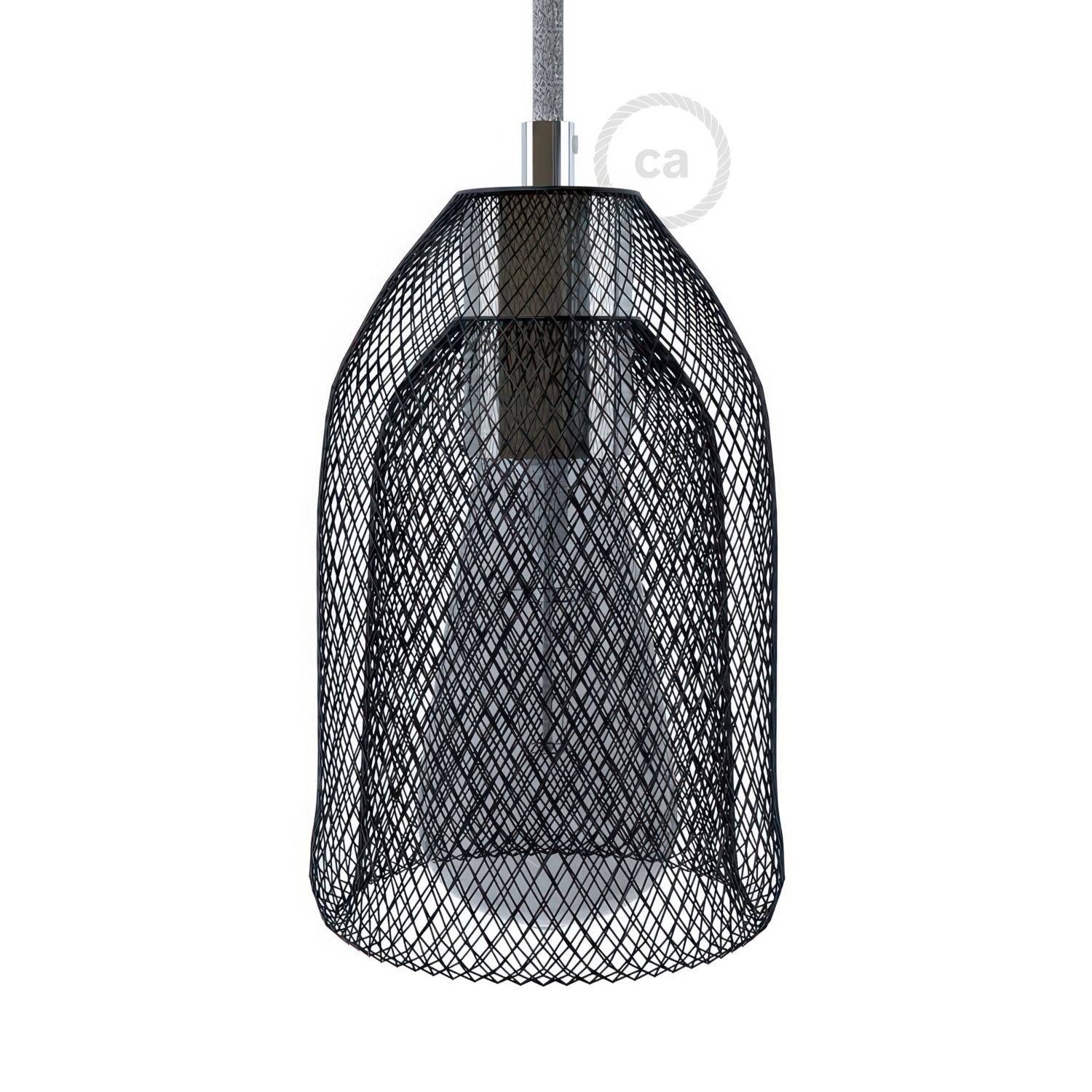 Kovové klecové stínidlo Ghostbell E27, černý lakovaný kov, šířka 125 mm