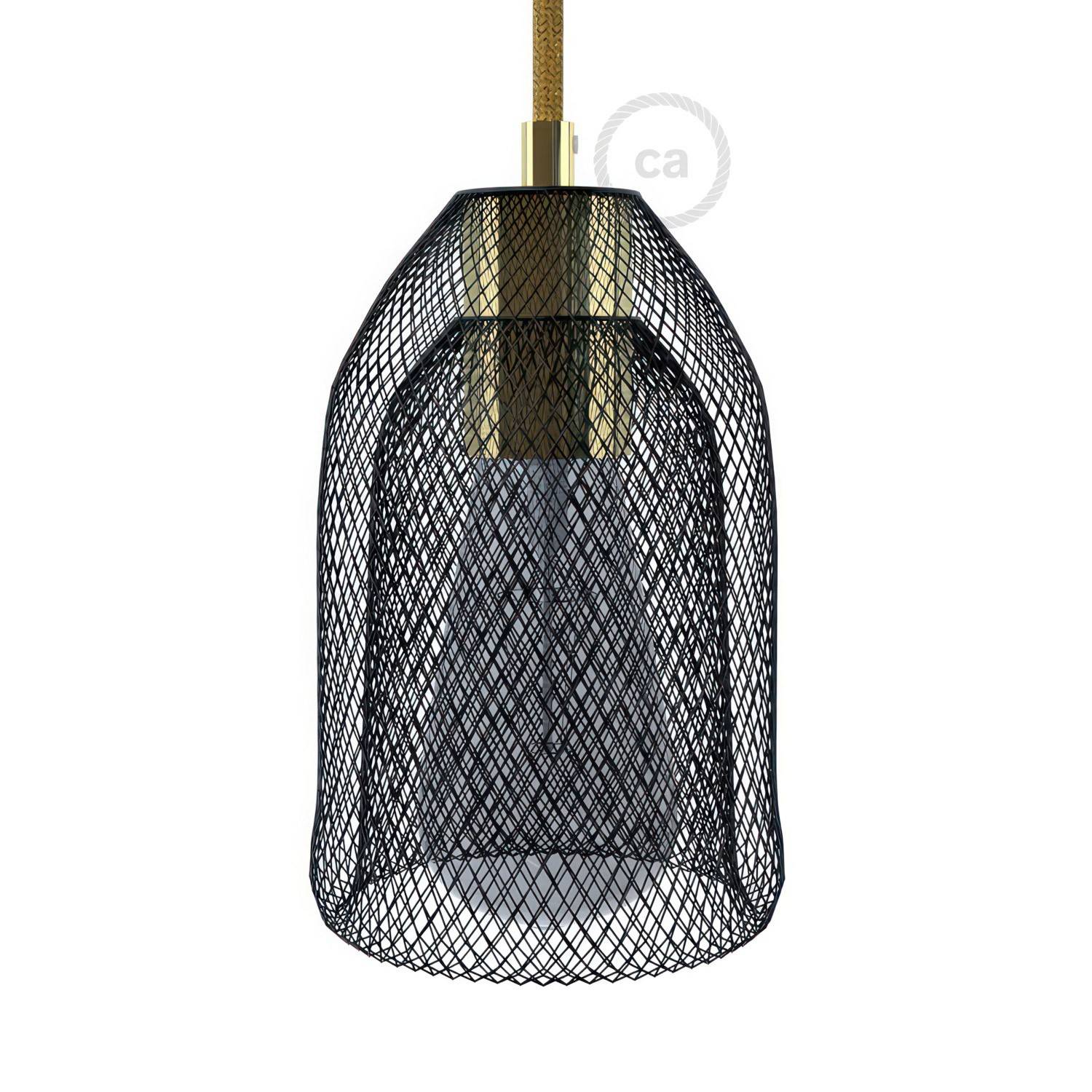 Kovové klecové stínidlo Ghostbell E27, černý lakovaný kov, šířka 125 mm
