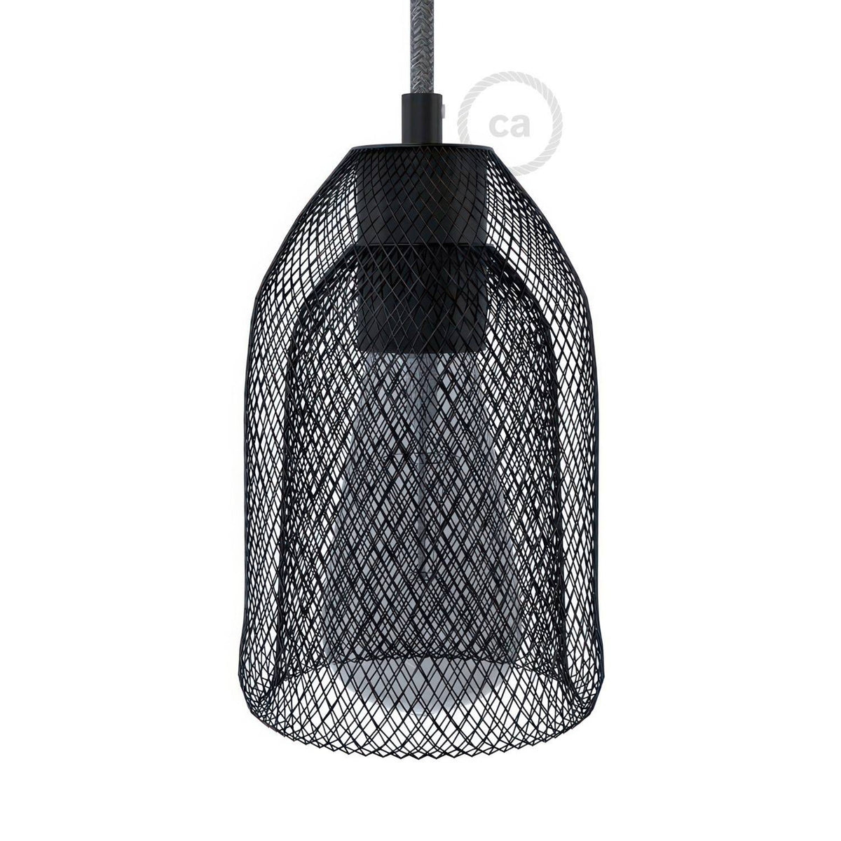 Kovové klecové stínidlo Ghostbell E27, černý lakovaný kov, šířka 125 mm
