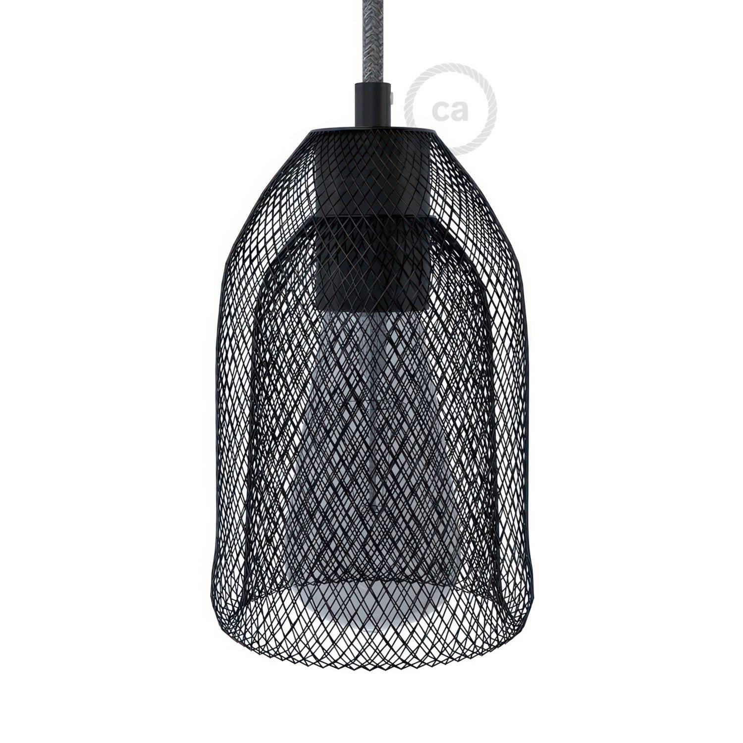 Kovové klecové stínidlo Ghostbell E27, černý lakovaný kov, šířka 125 mm