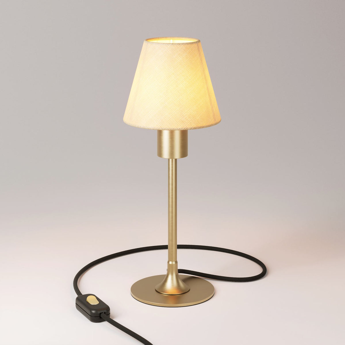 Stolní lampa MAG-Y s kovovým podstavcem a plátěným stínidlem, E27 max. 42 W