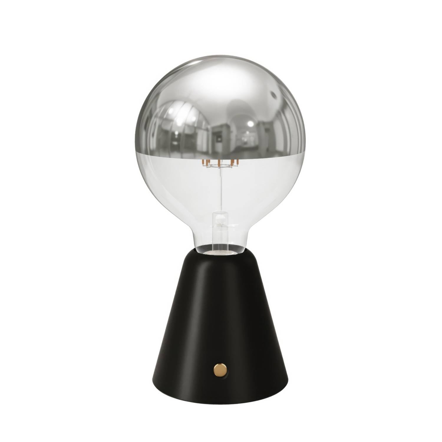 Přenosná nabíjecí LED lampa Cabless01, stříbrná polkoule, 12 hodin výdrže