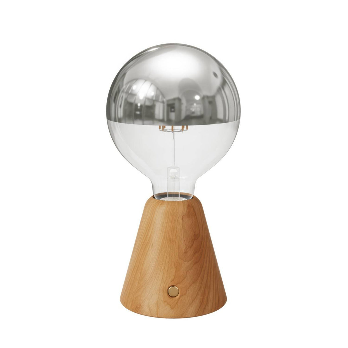 Přenosná nabíjecí LED lampa Cabless01, stříbrná polkoule, 12 hodin výdrže