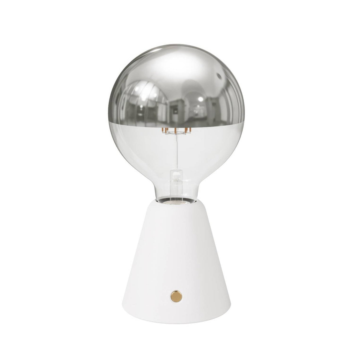 Přenosná nabíjecí LED lampa Cabless01, stříbrná polkoule, 12 hodin výdrže