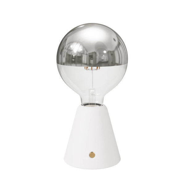 Přenosná nabíjecí LED lampa Cabless01, stříbrná polkoule, 12 hodin výdrže