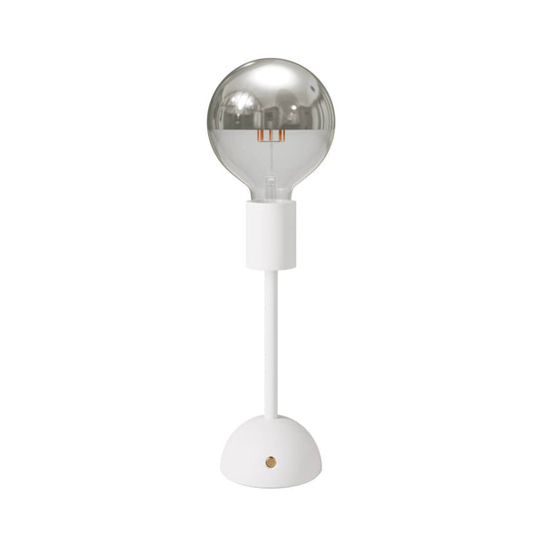 Přenosná dobíjecí lampa Cabless02 s LED žárovkou G125, 12 hodin výdrže, stříbrná polkou