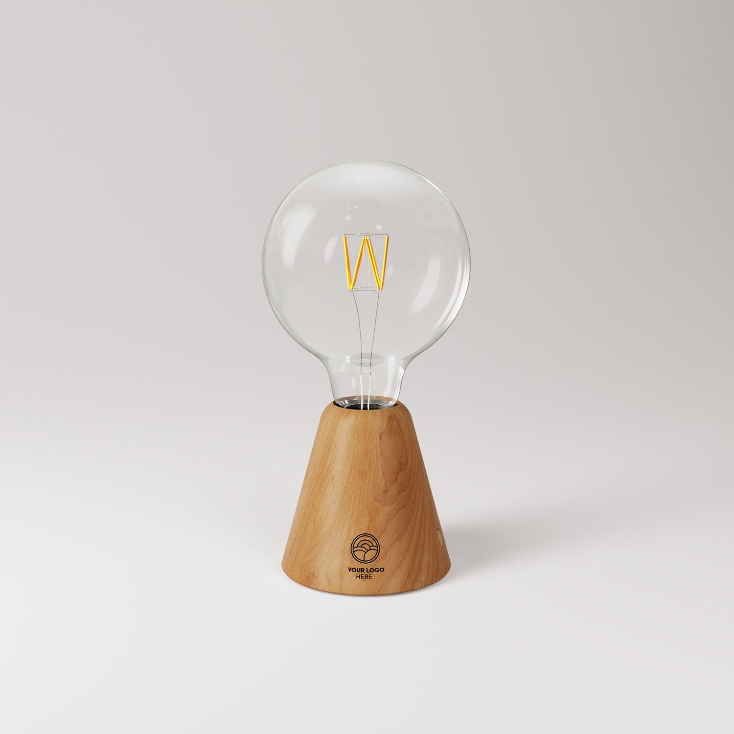 Cabless01 přizpůsobitelná dobíjecí LED lampa z bukového dřeva, Ø 100 mm, 12 hodin provozu