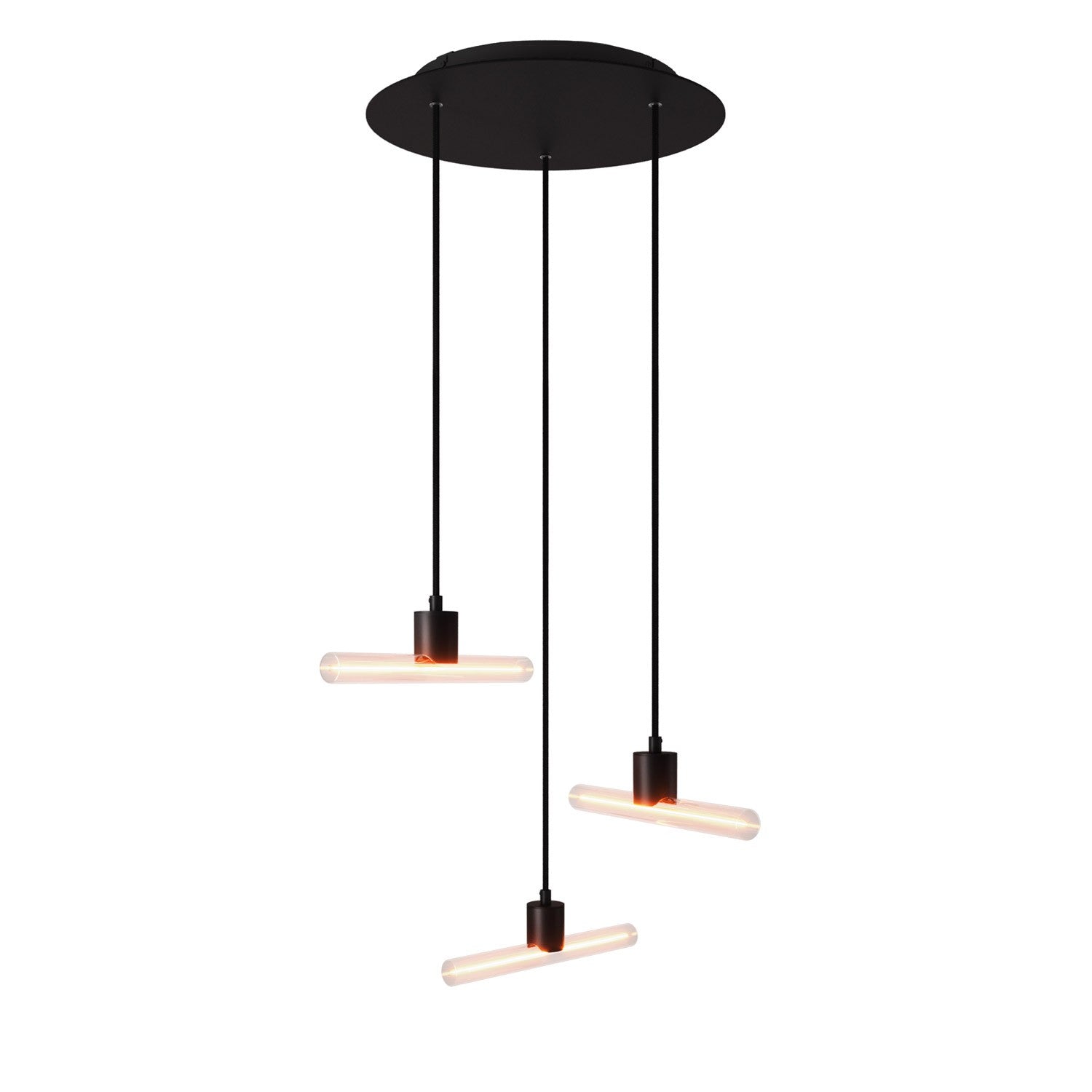 Závěsné svítidlo esse14 s 3 asymetrickými světly, kovové provedení, 20W LED, stmívatelné