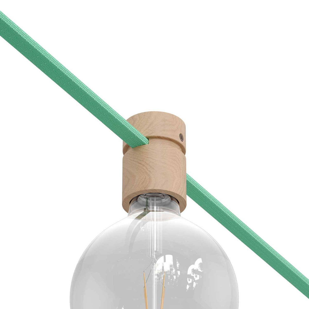 Dřevěná objímka E27 s příslušenstvím, IP44, výška 70 mm, průměr 50 mm