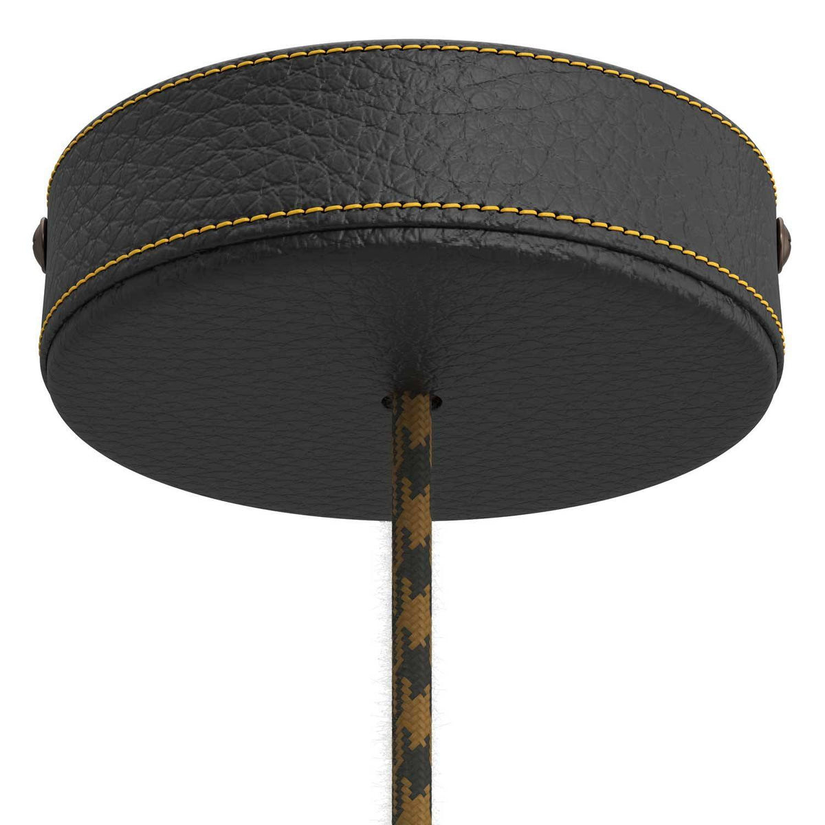 Dřevěný stropní baldachýn potažený kůží, Ø 124 mm, H 36 mm