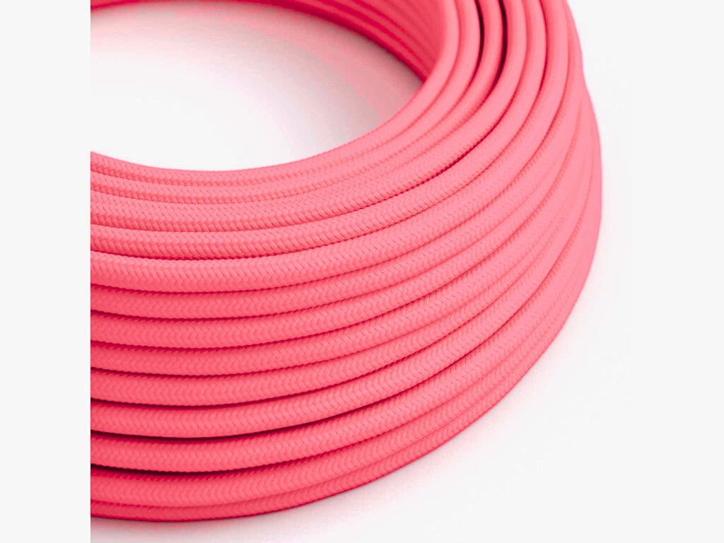 Hedvábný textilní elektrický kabel 2x0,75mm, Neonově korálový