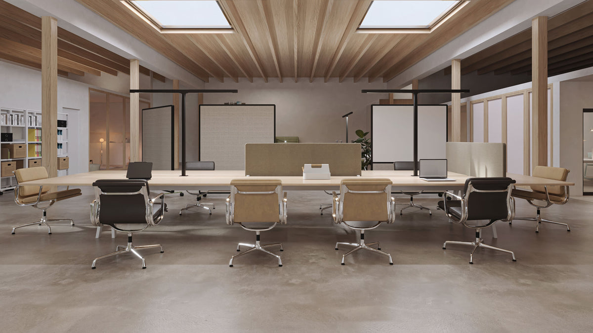 Team Cowork Mini GRAU – osvětlení sdíleného pracovního stolu v kanceláři