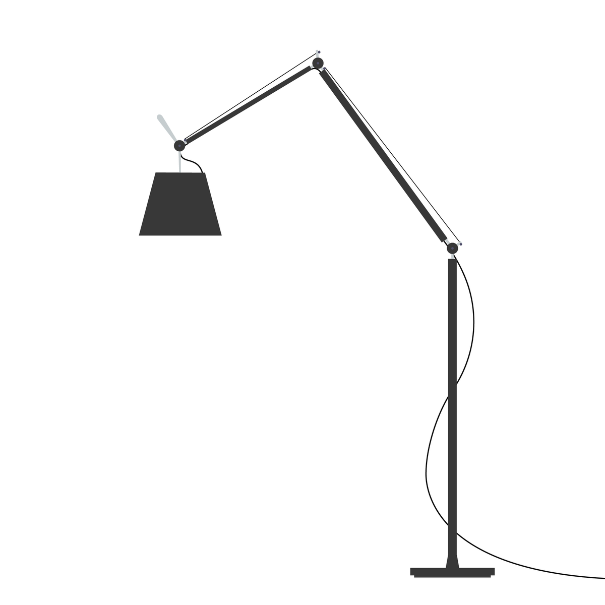 Artemide Tolomeo Mega – stojací (terra), Černá · vypínač, Černá textilie Ø 32 cm