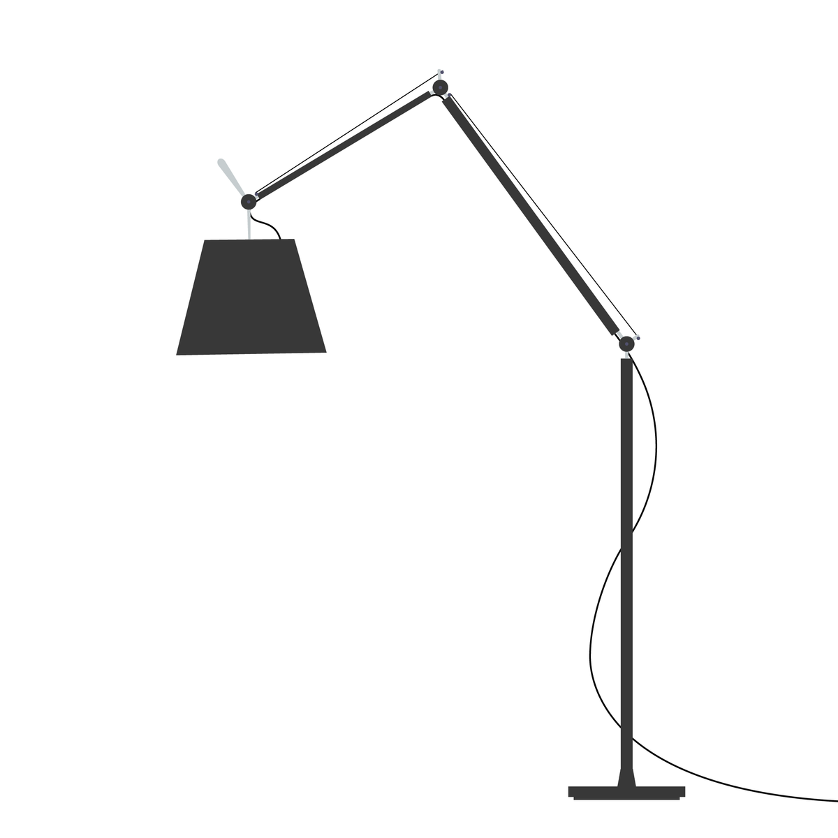 Artemide Tolomeo Mega – stojací (terra), Černá · vypínač, Černá textilie Ø 42 cm