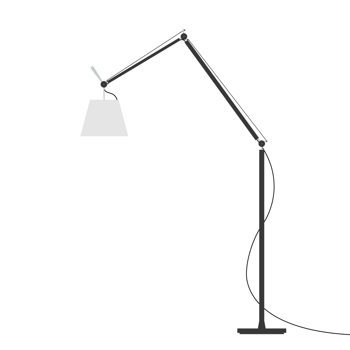 Artemide Tolomeo Mega – stojací (terra), Černá · vypínač, Satén Ø 32 cm