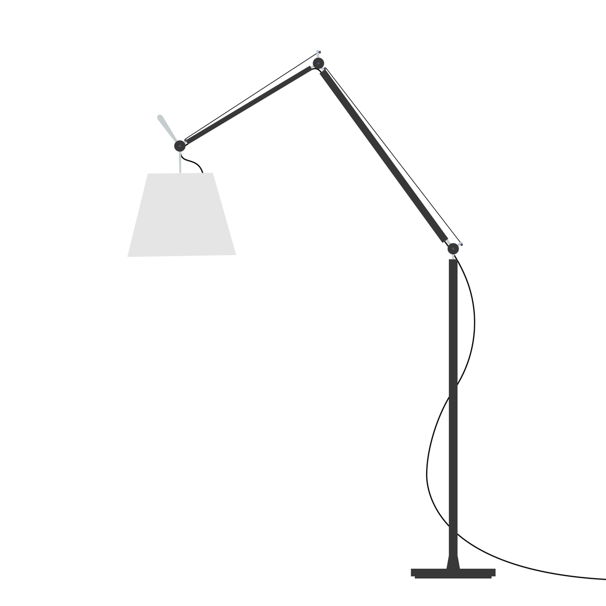 Artemide Tolomeo Mega – stojací (terra), Černá · vypínač, Satén Ø 42 cm
