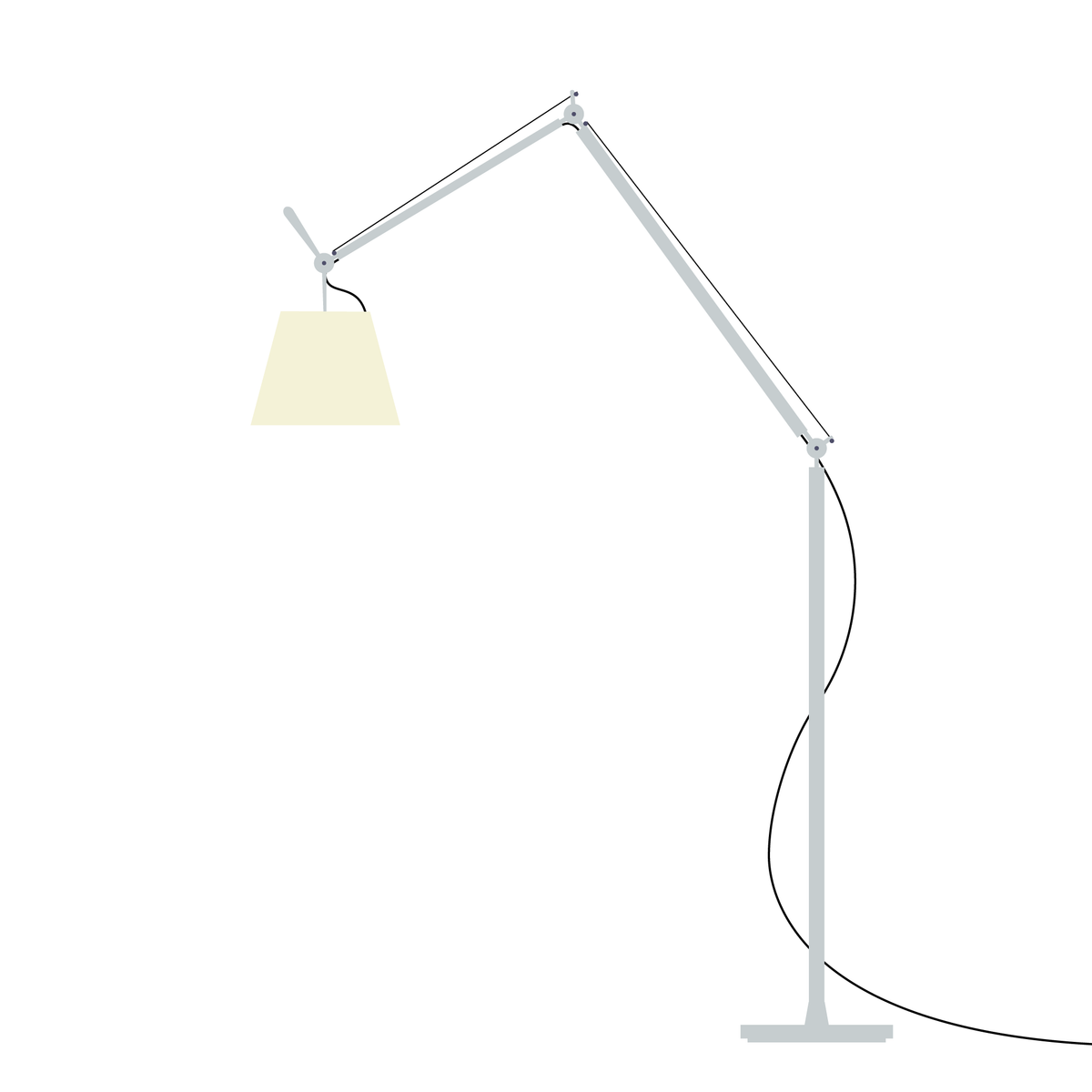 Artemide Tolomeo Mega – stojací (terra), Hliník · vypínač, Pergamen Ø 32 cm