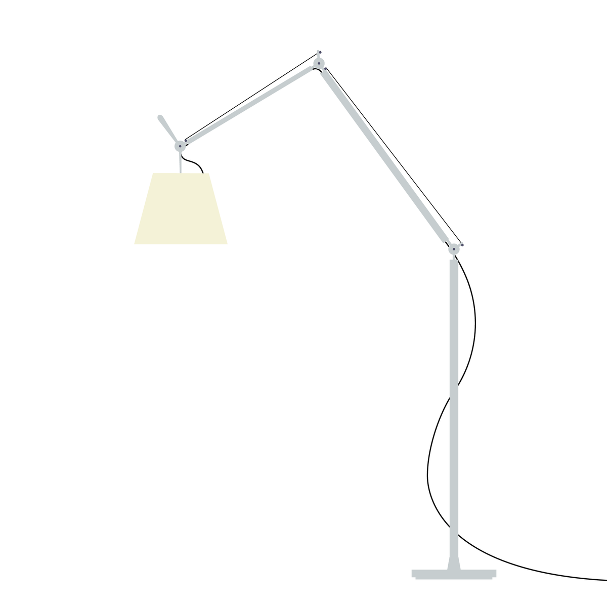 Artemide Tolomeo Mega – stojací (terra), Hliník · vypínač, Pergamen Ø 36 cm