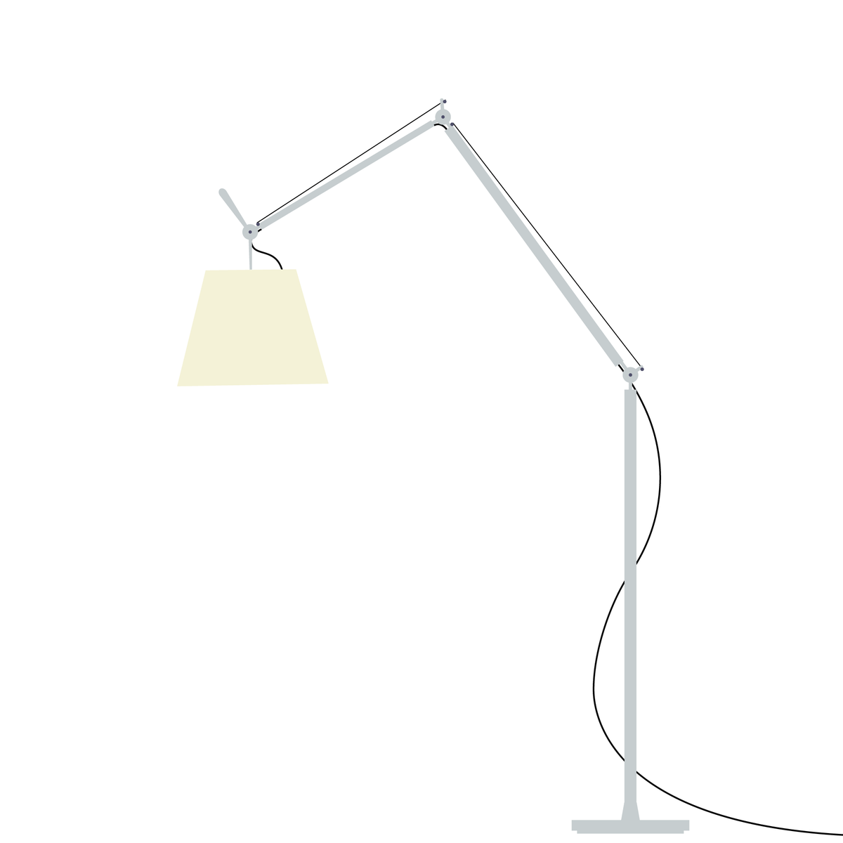 Artemide Tolomeo Mega – stojací (terra), Hliník · vypínač, Pergamen Ø 42 cm