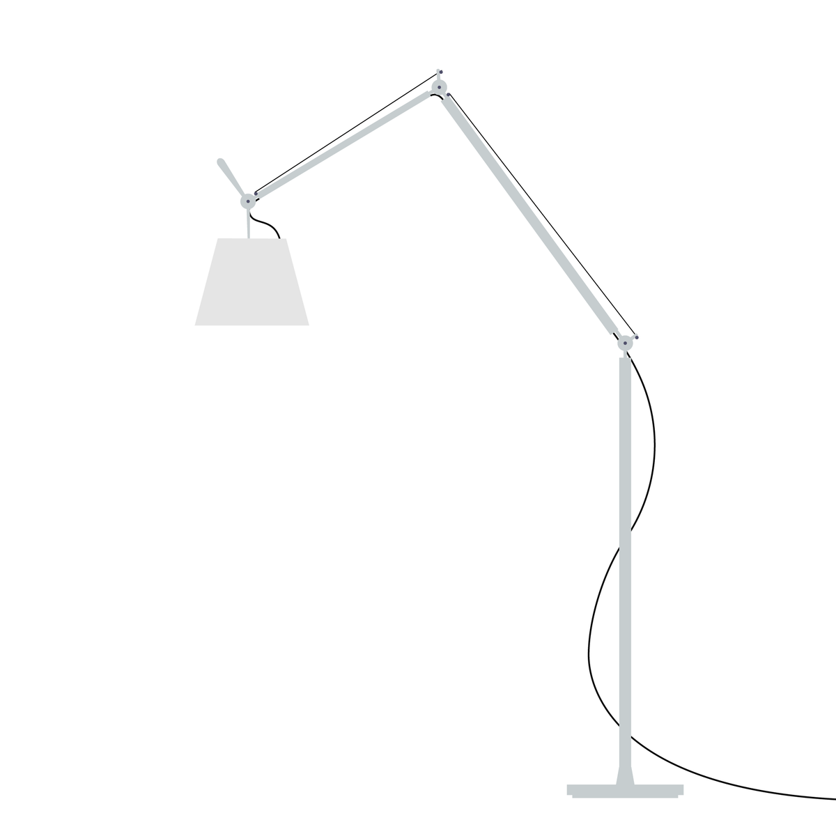 Artemide Tolomeo Mega – stojací (terra), Hliník · vypínač, Satén Ø 32 cm