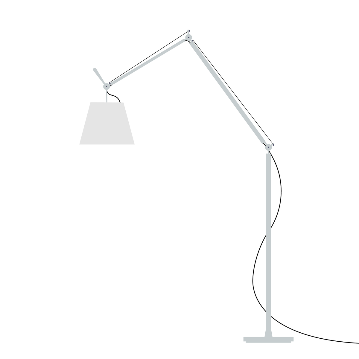 Artemide Tolomeo Mega – stojací (terra), Hliník · vypínač, Satén Ø 36 cm