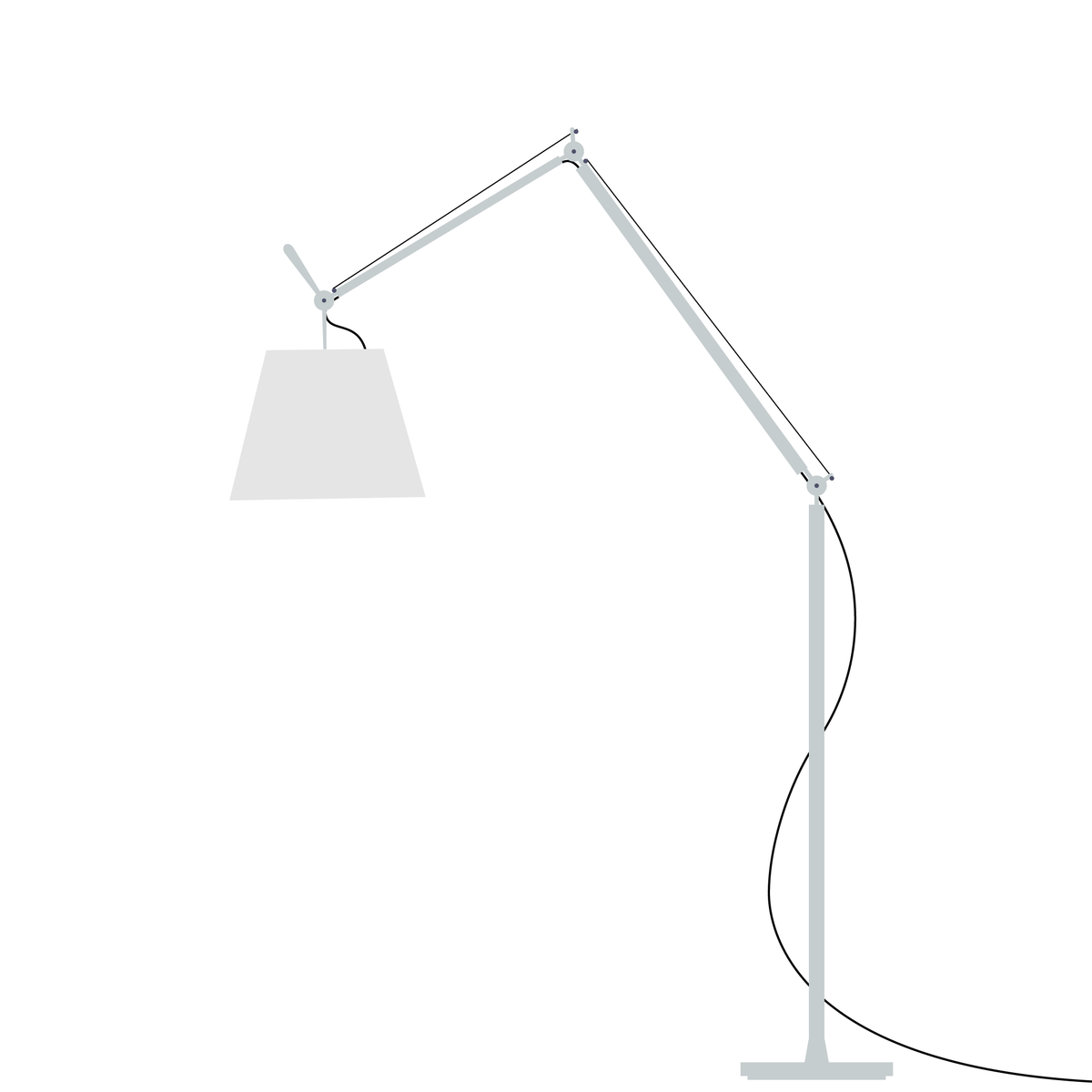 Artemide Tolomeo Mega – stojací (terra), Hliník · vypínač, Satén Ø 42 cm