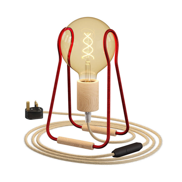 Dřevěná stolní lampa Taché s E27 objímkou a stmívatelným LED světelným zdrojem 4W